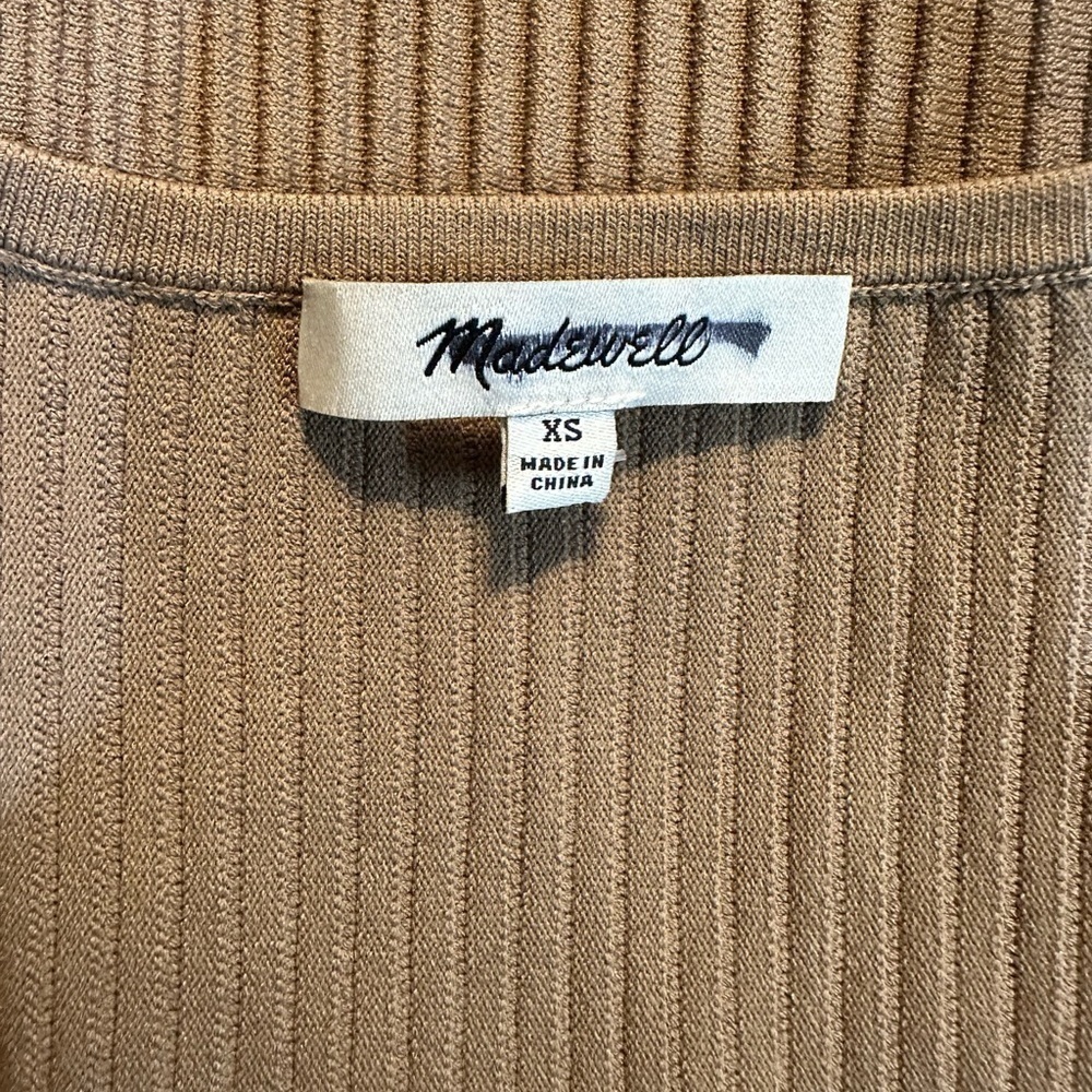 Madewell Ottoman Ribbed Crop Sweater Tee Brown XS - Picture 6 of 8